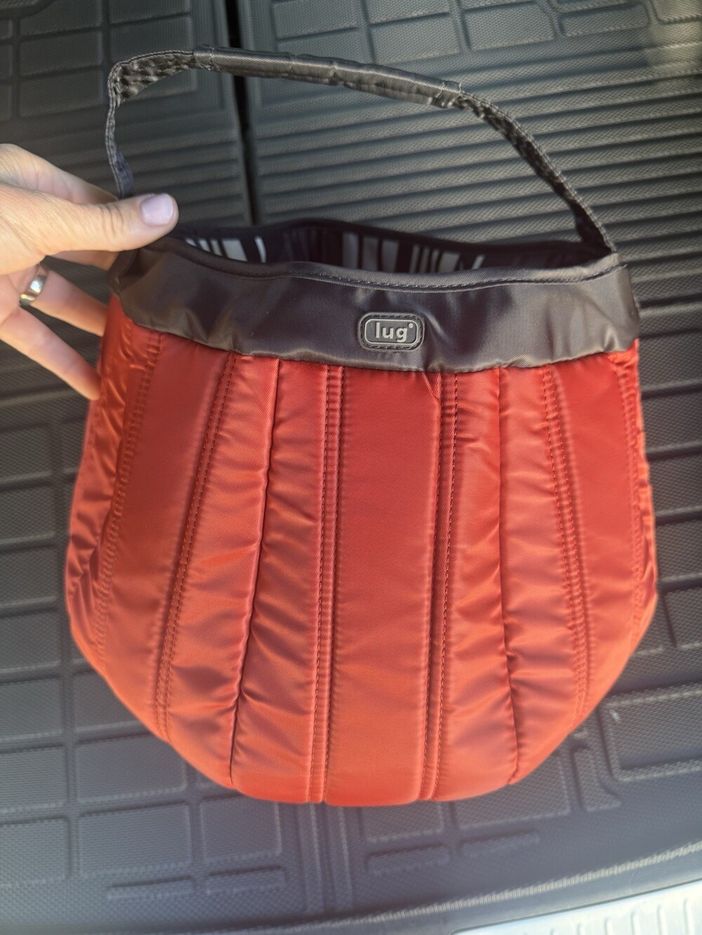 Lug Pumpkin Tote Basket Orange Quilted Nylon Halloween Trick Or Treat Large NWOT